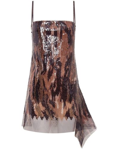 Dion Lee Horizon Sequin-embellished Mini Dress - Brown