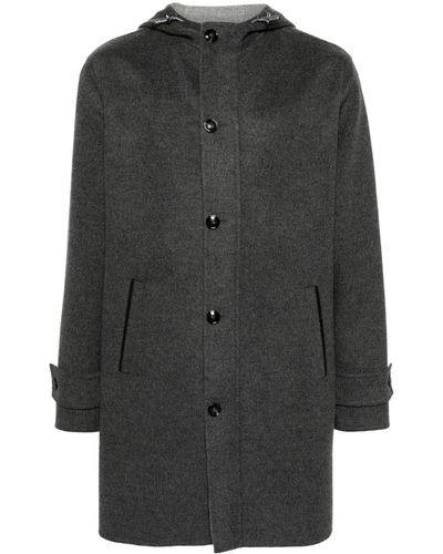 Kiton Veste boutonnée à capuche - Gris