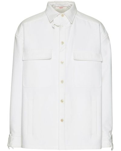 Valentino Garavani Flower-appliqué Cotton Shirt Jacket - White