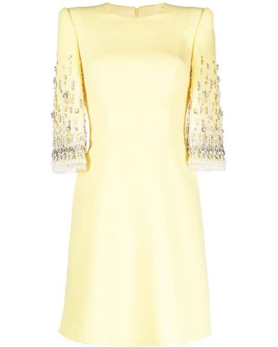 Jenny Packham Vestido Ondine corto con lentejuelas - Amarillo