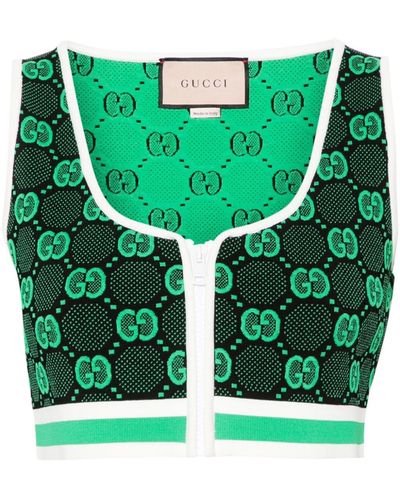 Gucci Gg ビスコースブレンドクロップドトップ - グリーン