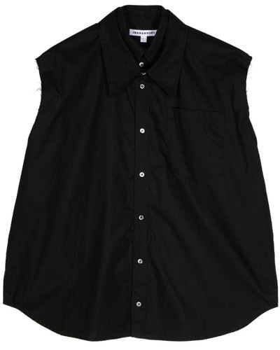 JORDANLUCA Clover Sleeveless Cotton Shirt - Black