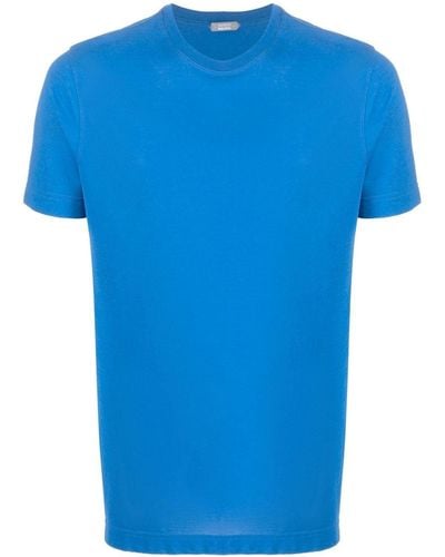 Zanone Crew-neck Cotton T-shirt - Blue