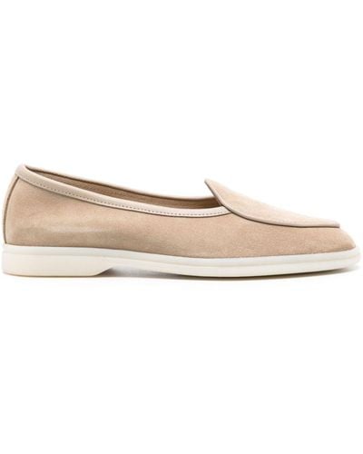 SCAROSSO Livia Almond-toe Suede Loafers - Natural