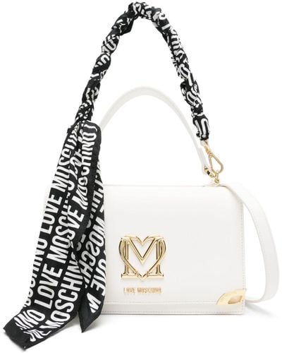 Love Moschino Umhängetasche mit Logo-Schild - Weiß