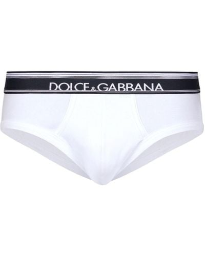 Dolce & Gabbana Katoenen Slip Met Logoband - Wit