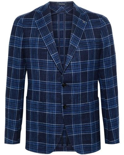 Tagliatore Check-pattern single-breasted blazer - Blau