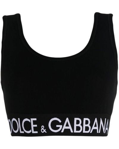 Dolce & Gabbana ロゴバンド クロップドトップ - ブラック