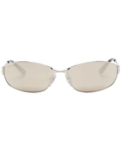 Balenciaga Sonnenbrille mit ovalem Gestell - Natur