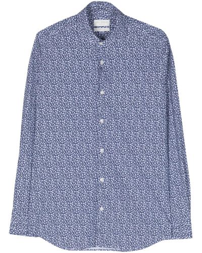 Dell'Oglio Floral-print Classic-collar Shirt - Blue