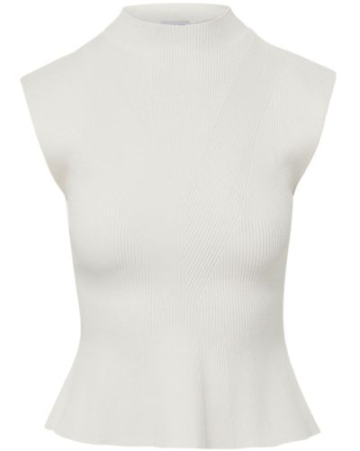 Veronica Beard Cio Ribbed-knit Top - White