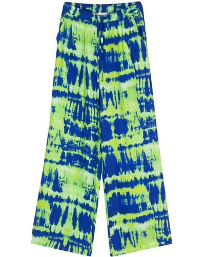 P.A.R.O.S.H. Savage Abstract-print Palazzo Trousers - Blue