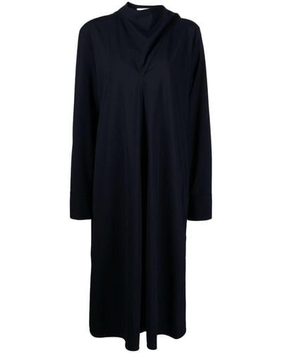 Studio Nicholson Scarf-detail Long-sleeve Midi Dress - Blue