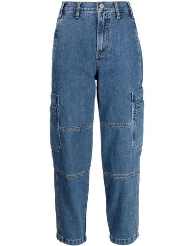 FRAME Utility Barrel High-rise Straight Jeans - Blue