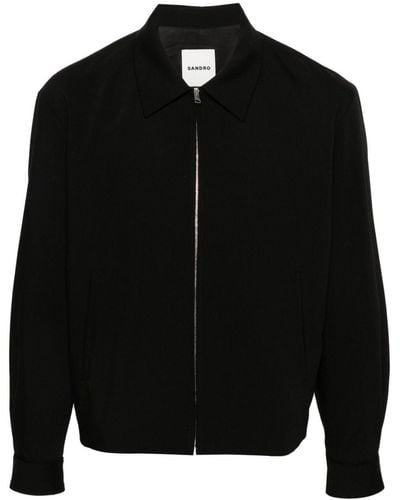 Sandro Zip-up Shirt Jacket - Black