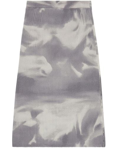 DIESEL M-betty Ribbed Wool Midi Skirt - Gray