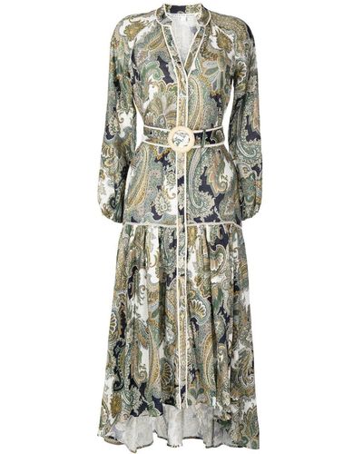 Veronica Beard Paisley-print Belted Dress - Green