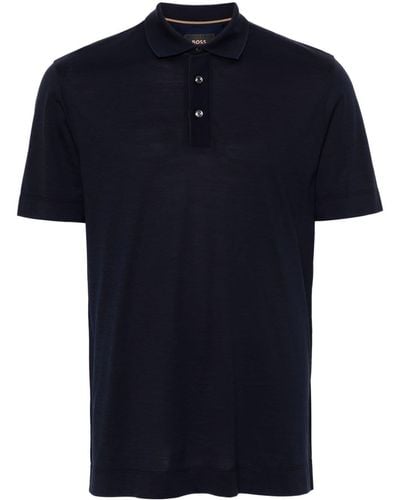 BOSS Fine-knit Polo Shirt - Blue
