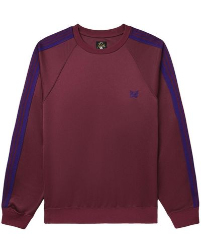 Needles Butterfly-embroidered Striped Sweatshirt - Purple