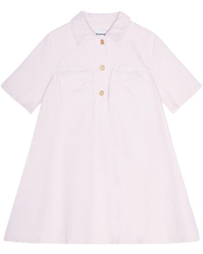 Ganni Short-sleeve Denim Dress - Pink
