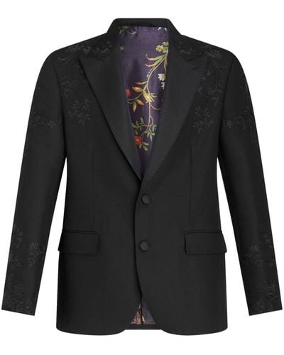 Etro Floral-embroidered Peak-lapels Blazer - Black