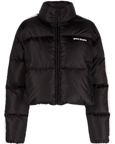 Palm Angels Logo-embroidered Puffer Jacket - Black