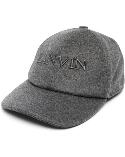 Lanvin Embroidered-logo Wool Felt Cap - Gray