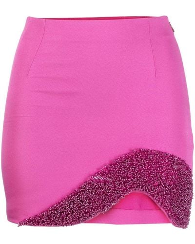 Patrizia Pepe Bead-detailing High-waisted Miniskirt - Pink