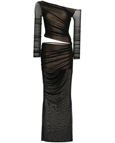 retroféte Aura Semi-Sheer Maxi Dress - Black