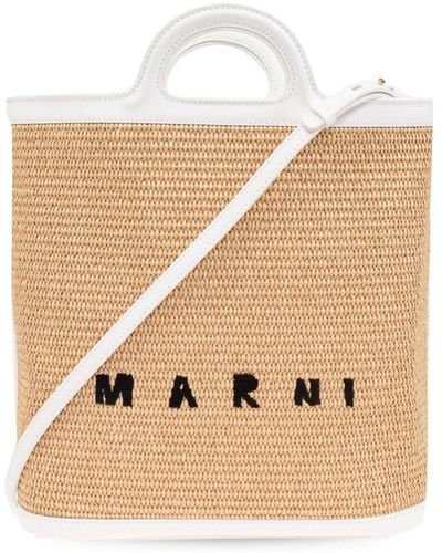 Marni Tropicalia Logo-embroidered Tote Bag - Natural