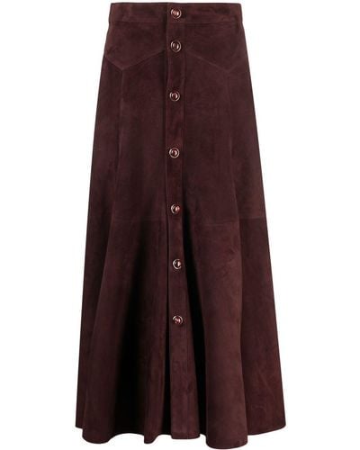Chloé Button-up Suede Skirt - Purple