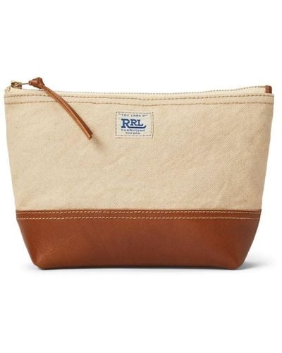 RRL Leather-trim Canvas Clutch Bag - Natural