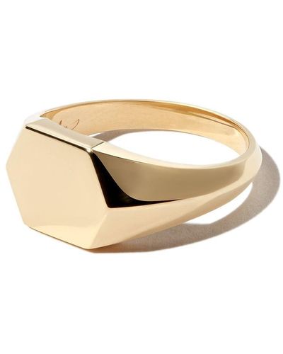 Lizzie Mandler Anillo con sello Hex Knife Edge en oro amarillo de 18kt - Multicolor