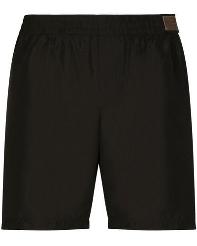 Dolce & Gabbana Logo Plaque Swim Shorts - Black