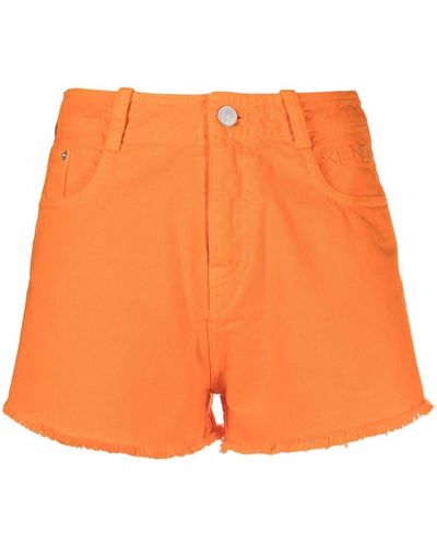 KENZO Short en jean à bords francs - Orange
