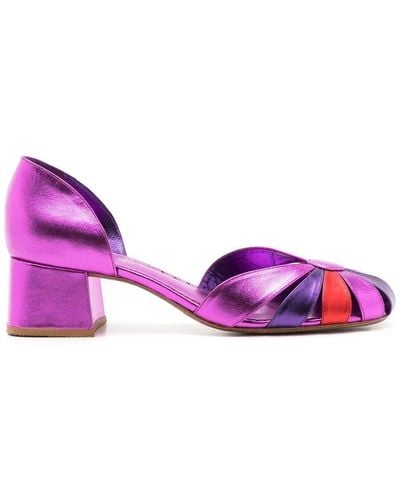 Sarah Chofakian Marjorie Panelled Court Shoes - Purple
