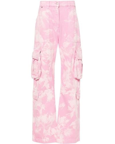 MSGM Tie-dye Patterned Cargo Trousers - Pink