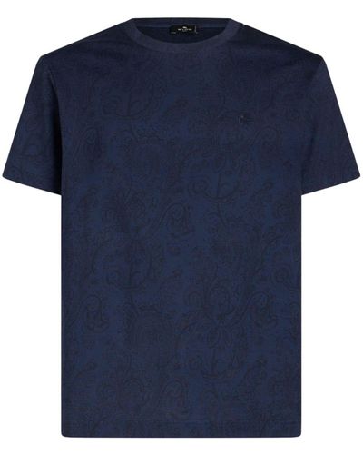 Etro T-shirt Met Paisley-print - Blauw