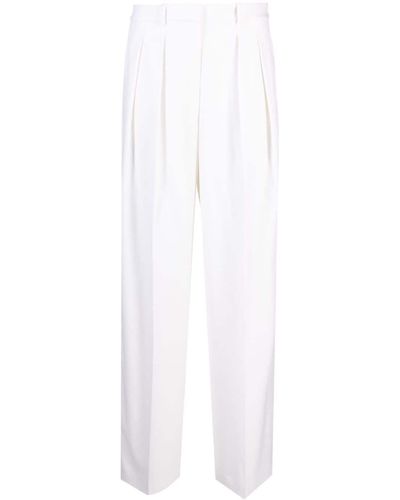 Theory High-waist Pleated Tailored Trousers - White