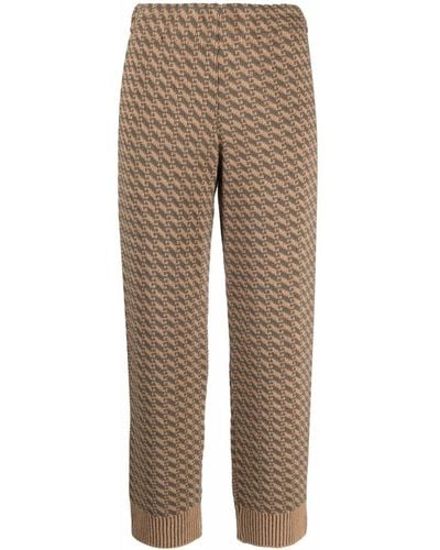 Jejia Geometric-pattern Cropped Pants - Brown