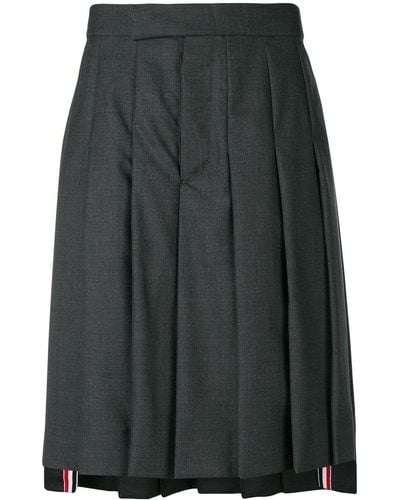 Thom Browne Classic-Rise Pleated Skirt - Gris