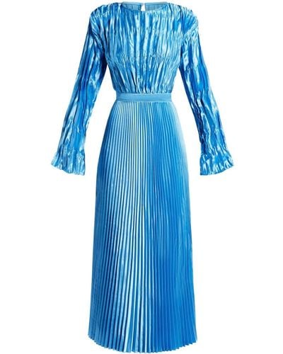 L'idée Vestido Royale largo plisado - Azul