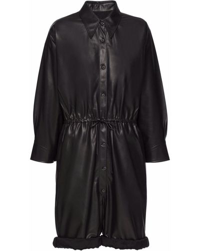 Prada Drawstring-waist Long-sleeve Playsuit - Black