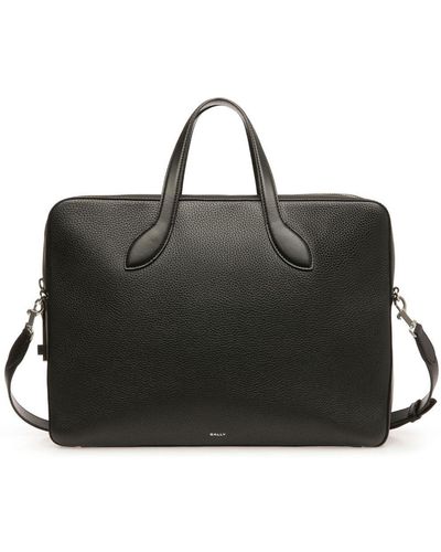 Bally Combination-lock Leather Laptop Bag - Black