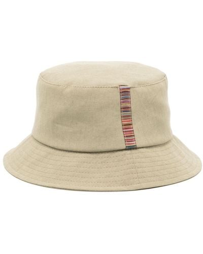 Paul Smith Striped Linen Bucket Hat - Natural