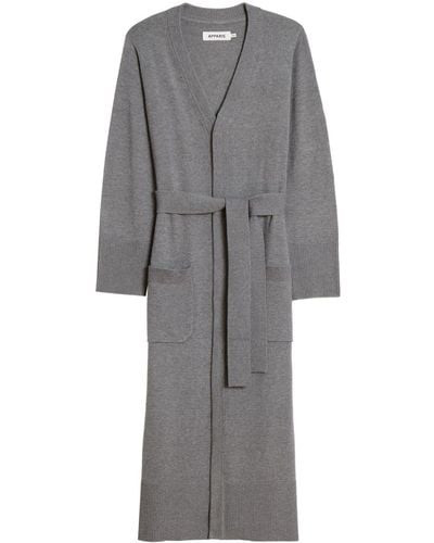 Apparis Mélange-effect Belted Cardi-coat - Grey