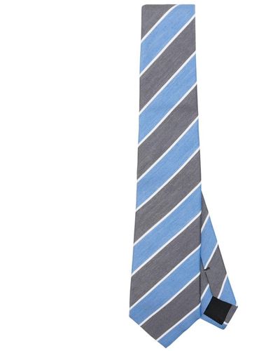 Paul Smith Corbata a rayas con diseño colour block - Azul