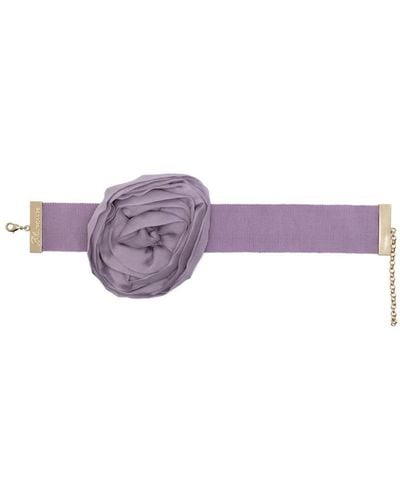 Blumarine Floral-appliqué Choker Necklace - Purple