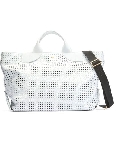 N°21 Paneled Perforated Tote Bag - White