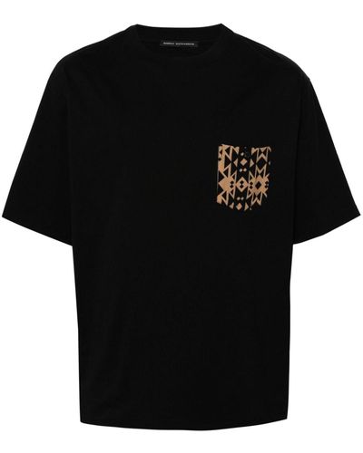 Daniele Alessandrini Geometric-detailing T-shirt - Black